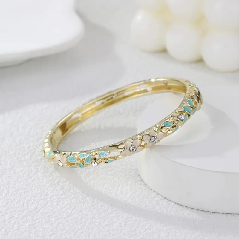 Iris Enamel Flower Bangle